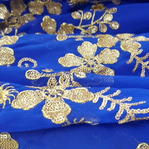 Kids Green blue kurti and plazzo with beautiful embroidery and sequins work - Picture 3 of 4